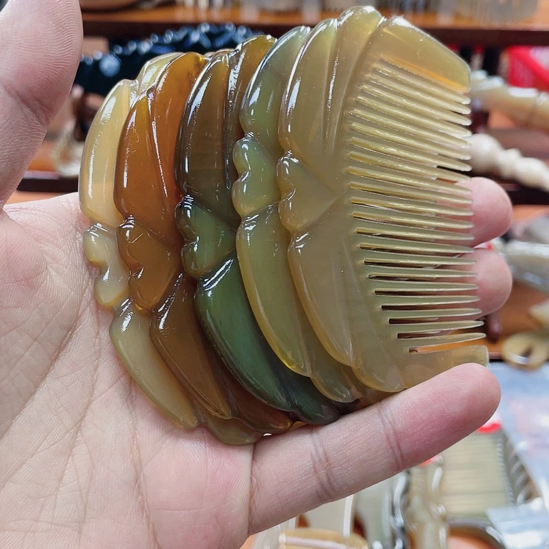 纯手工制作牛角梳小桃