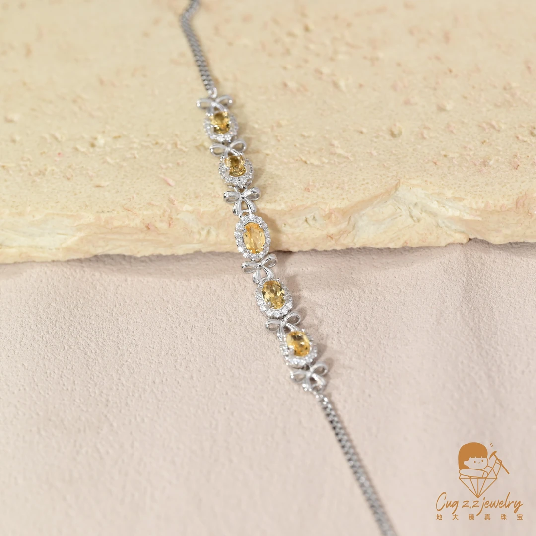 天然黄水晶手链925银水晶温柔珠宝轻奢法式手链