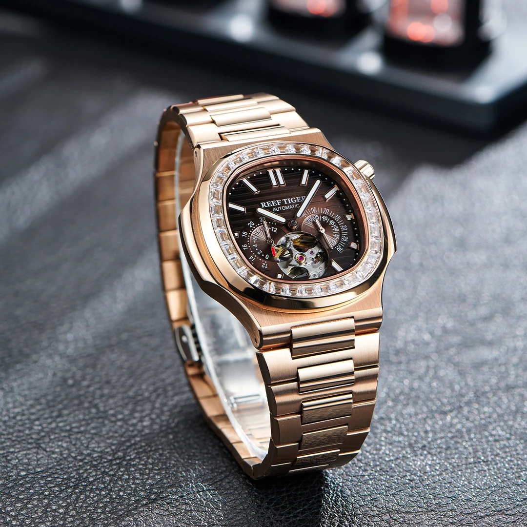 【鹦鹉螺系列】新款男士手表时尚防水机械表腕表夜光镶钻RGA20S7