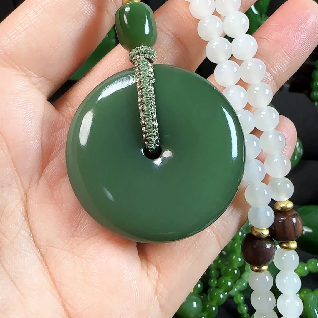 和田玉（碧玉）未镶嵌颈饰微石纹