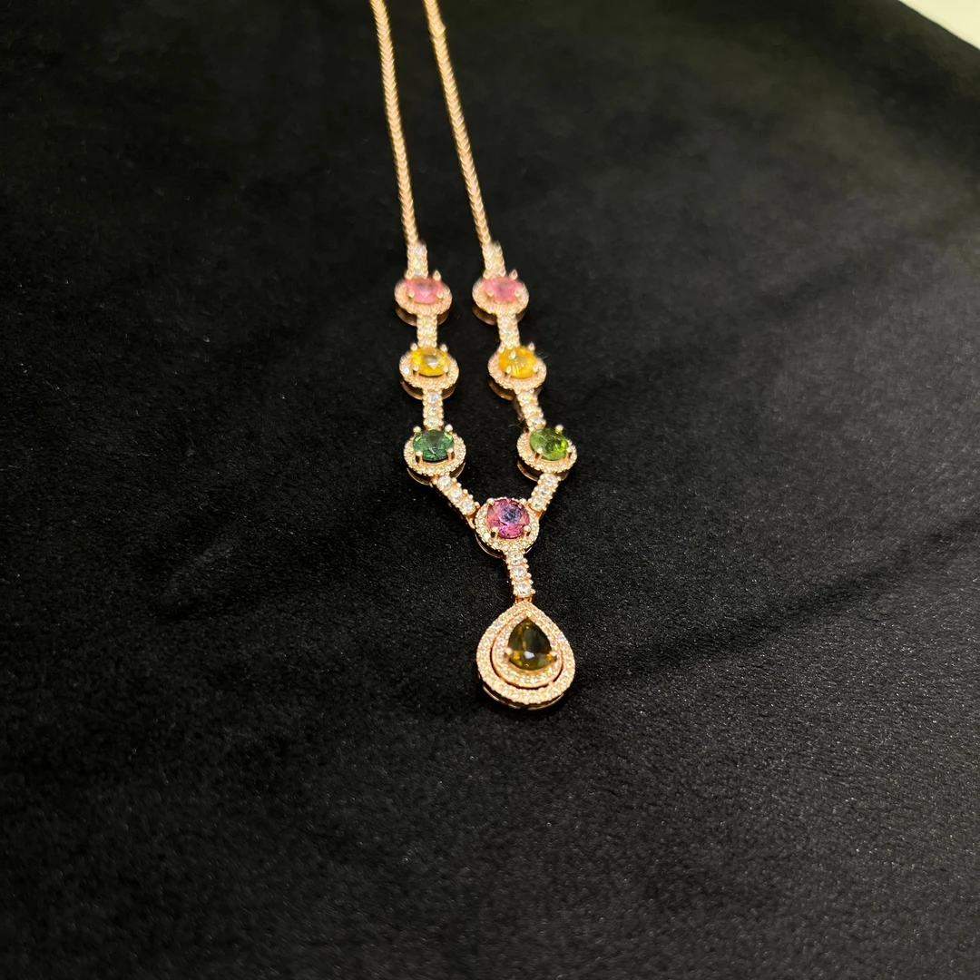 ZY-GDSBXX569-碧玺项链5mm*7 5*7mm*1