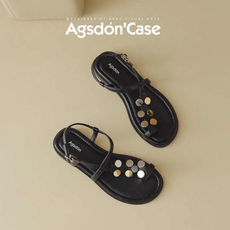 奥古狮登罗马凉鞋女夏季外穿2025新款超火平底沙滩凉拖鞋配裙子xx