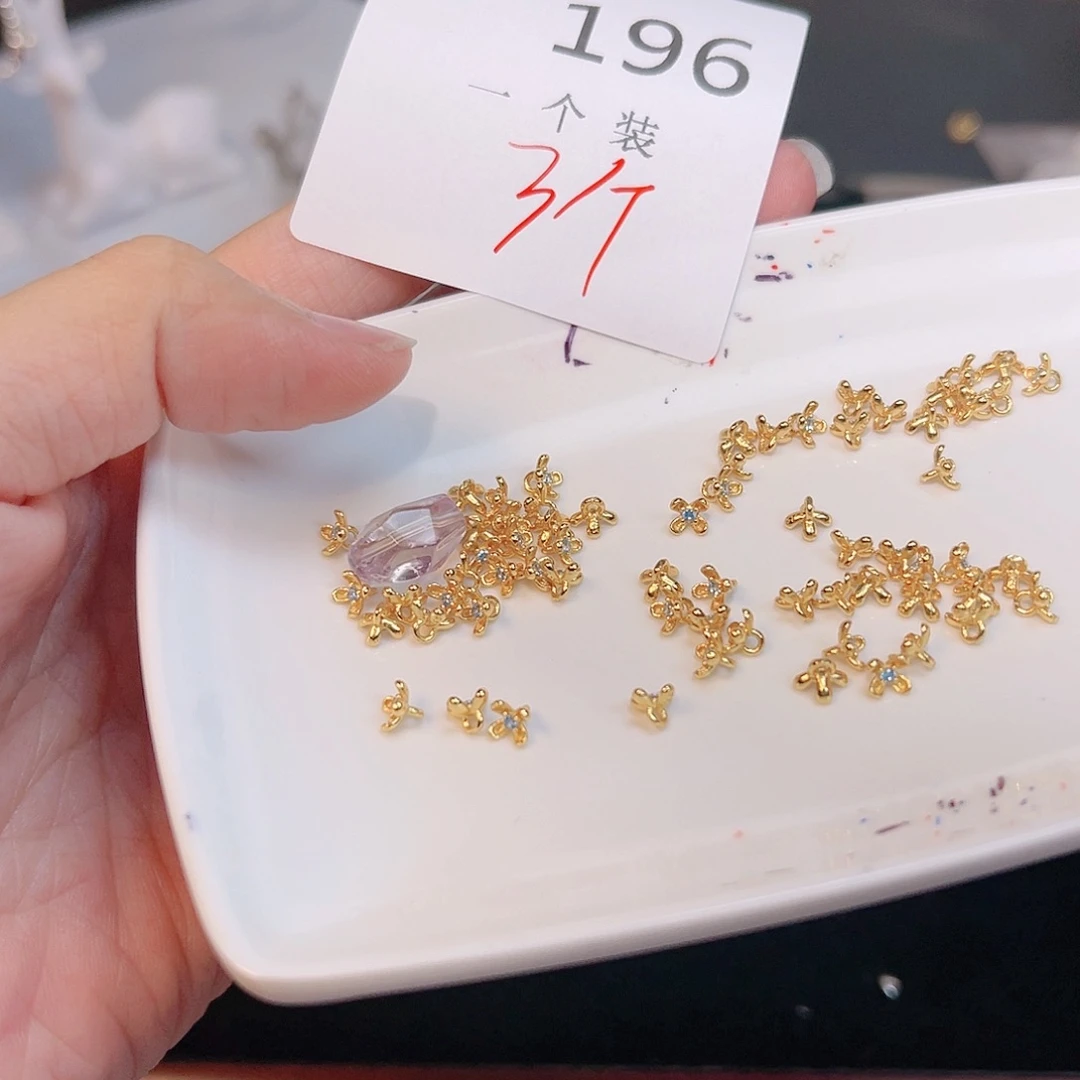 水晶珠宝半成品银S925镀金镶嵌196