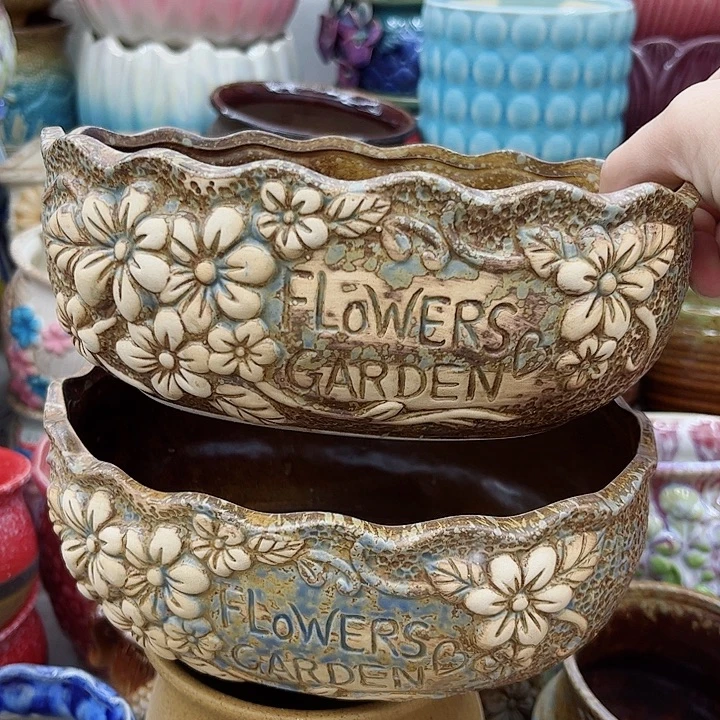 多肉绿植陶瓷花盆9.9包邮，有孔