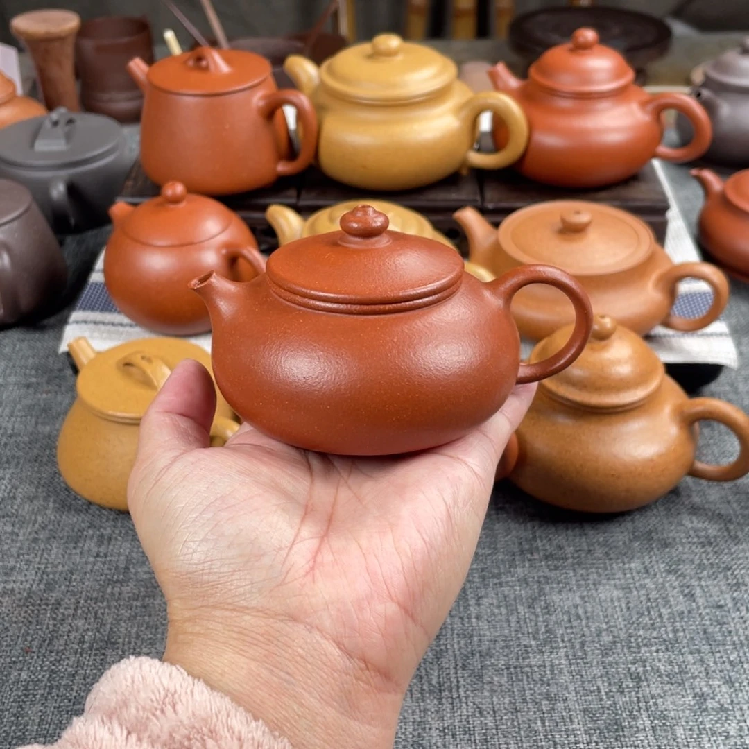 紫砂茶壶红降坡寒江全手40目150