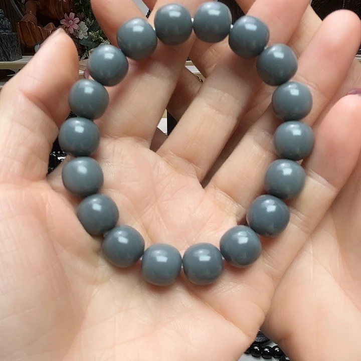 和田玉（墨玉）未镶嵌颈饰卡12墨蓝迪灰特细