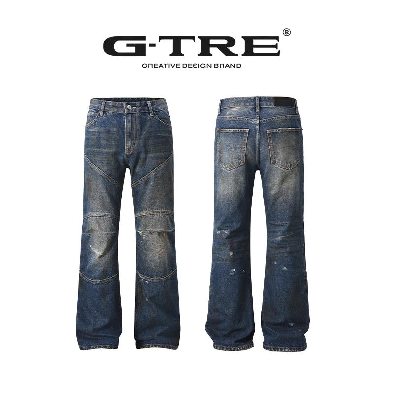 G-TRE 25SS‘巴黎Bootcut’做脏泥染夏季弯刀牛仔裤男女同款