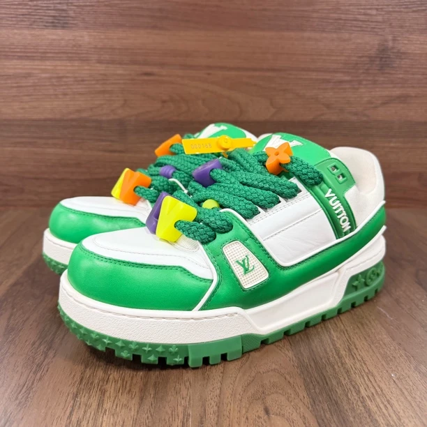 99新 LouisVuitton/路易威登 40码 trainer 白绿胖丁 低帮板鞋