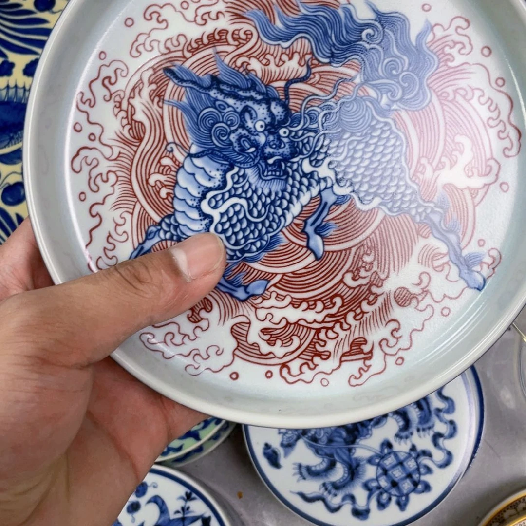 瓷片景德镇麒麟踏浪壶承
