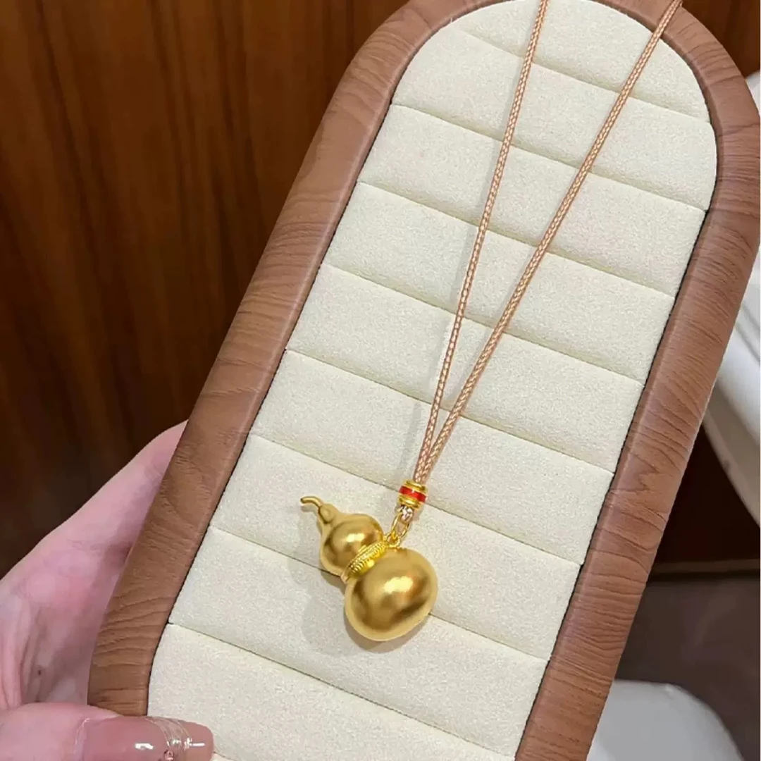 铜合金项链 金店同款古法黄金色手工葫芦吊坠新中式福禄葫芦项链