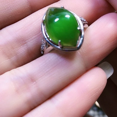 和田玉银S925镶嵌戒指