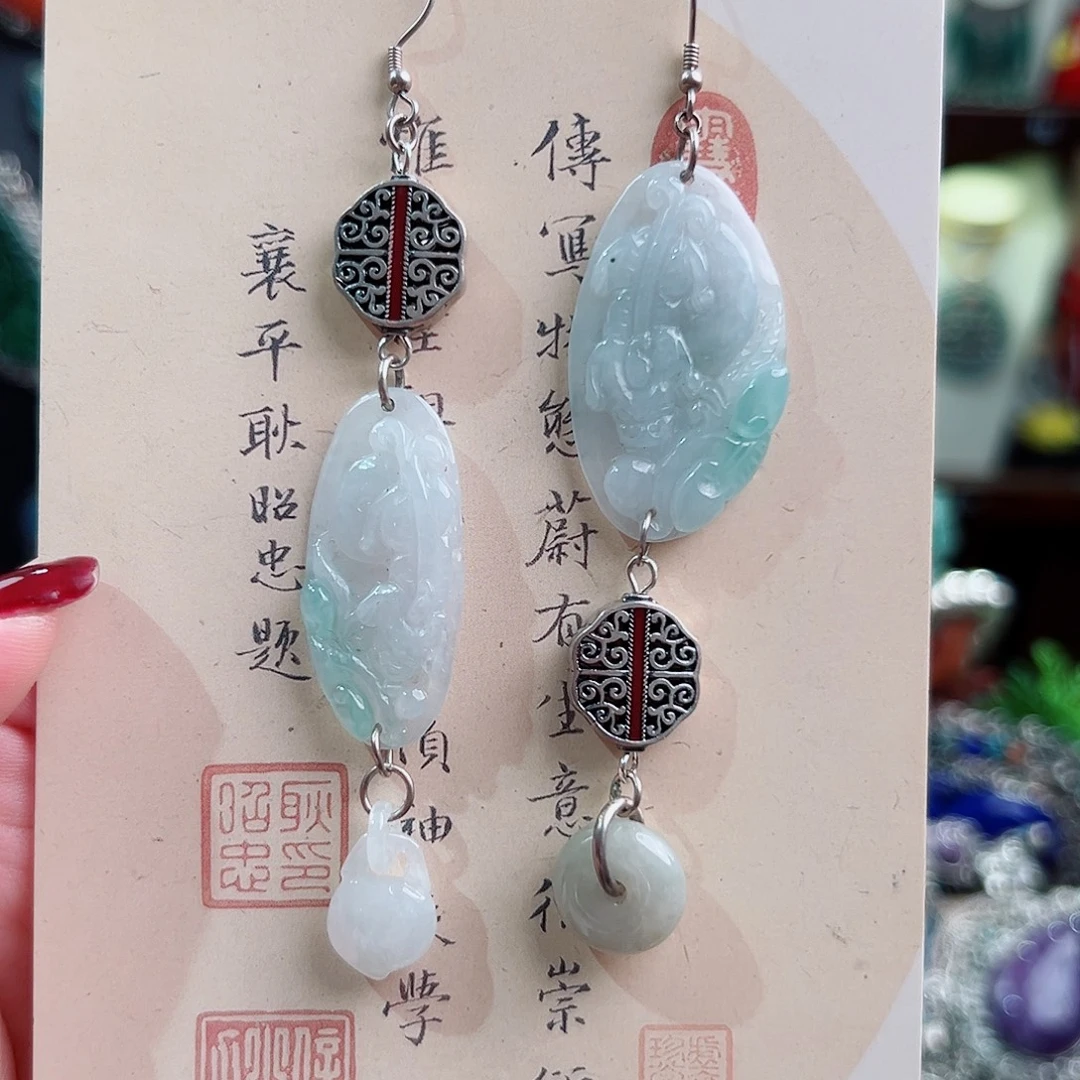 未镶嵌翡翠挂件耳环