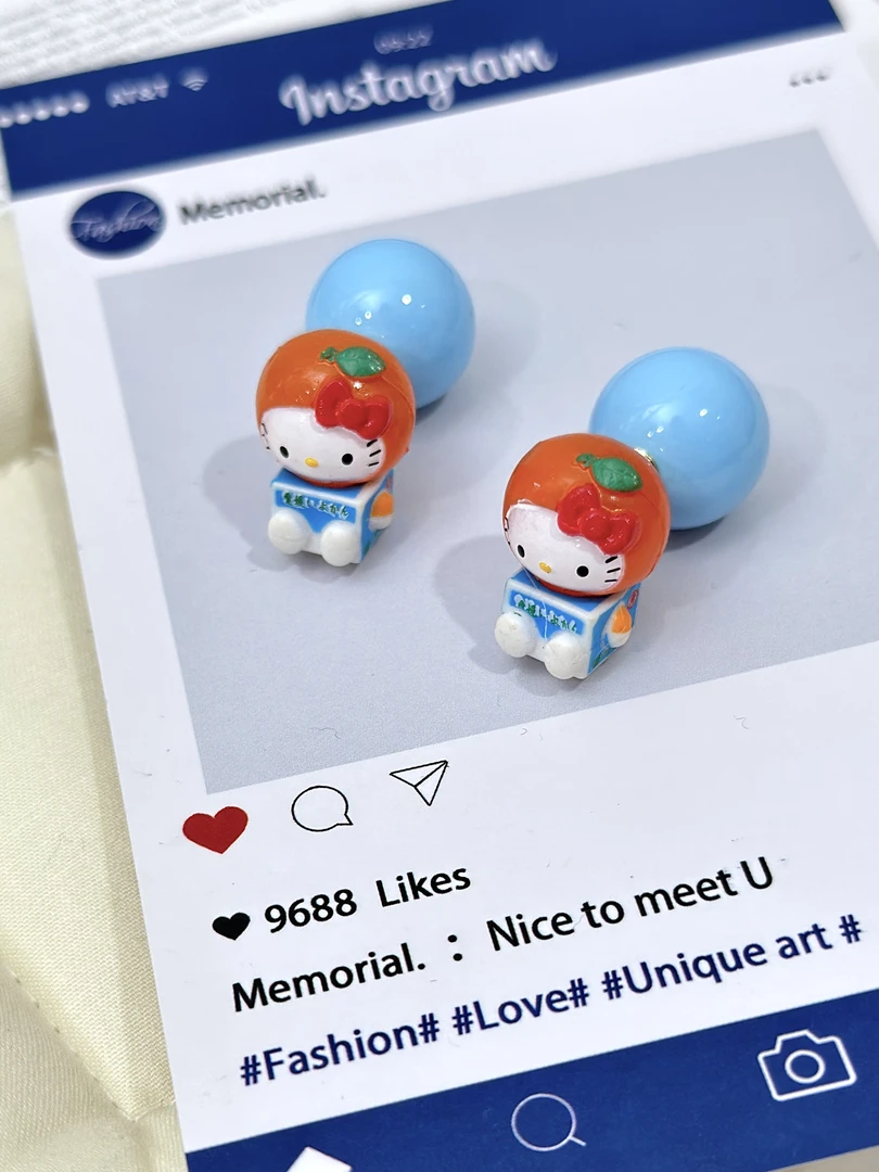 非金属树脂耳饰 韩版定制原创设计可爱百搭时尚KT耳环 ES41