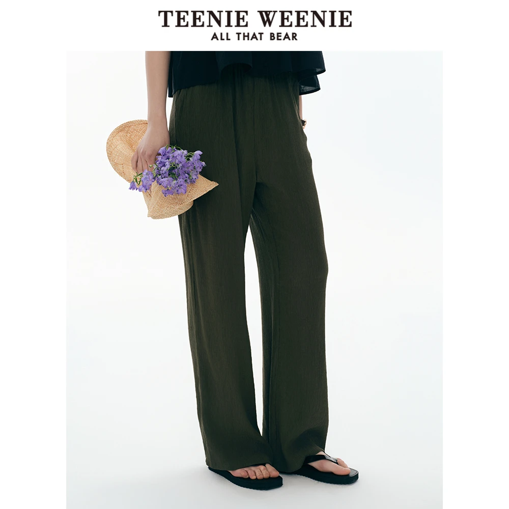 TeenieWeenie小熊25夏季新款简约清新松弛垂感休闲裤TTTC256416I