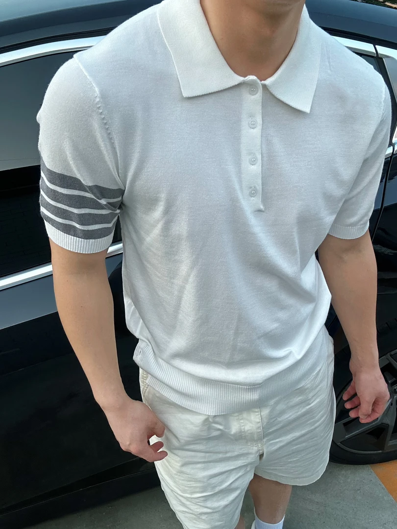 男女同款经典四条杠polo针织短袖休闲夏季