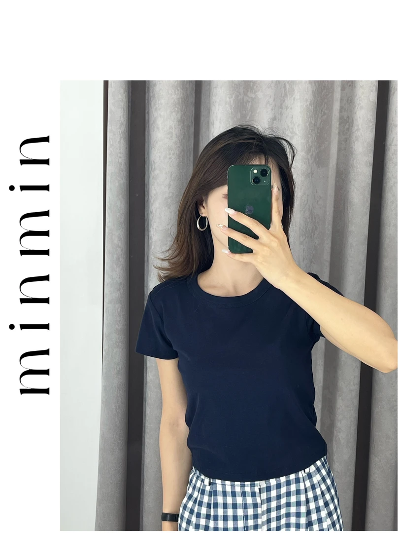 【Minmin】T恤短袖女夏季新款2025显瘦时尚百搭6129
