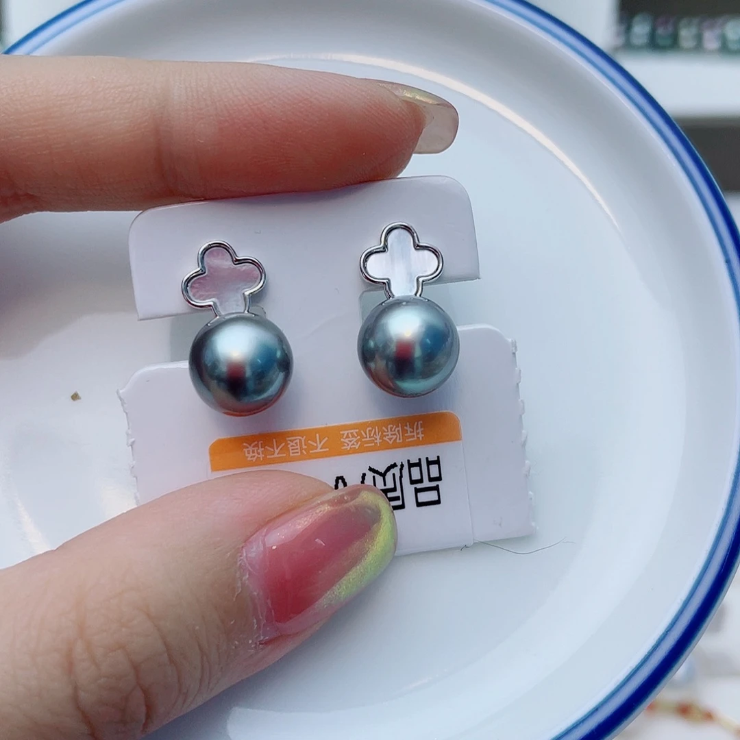 耳饰银S925镶嵌海水珍珠w47