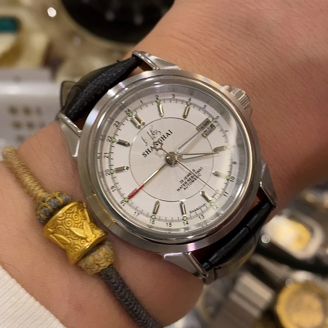 精钢老上海双时区全自动机械表