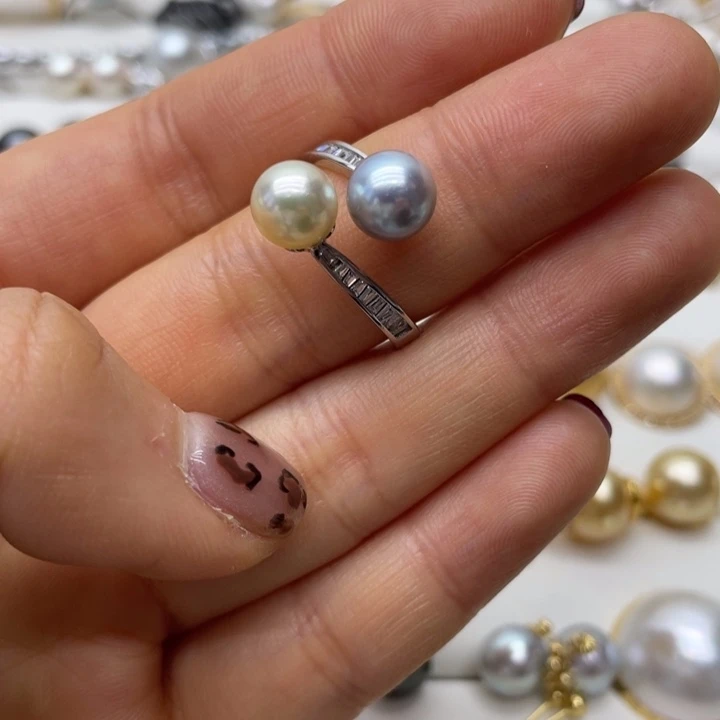 海水珍珠戒指银S925镶嵌