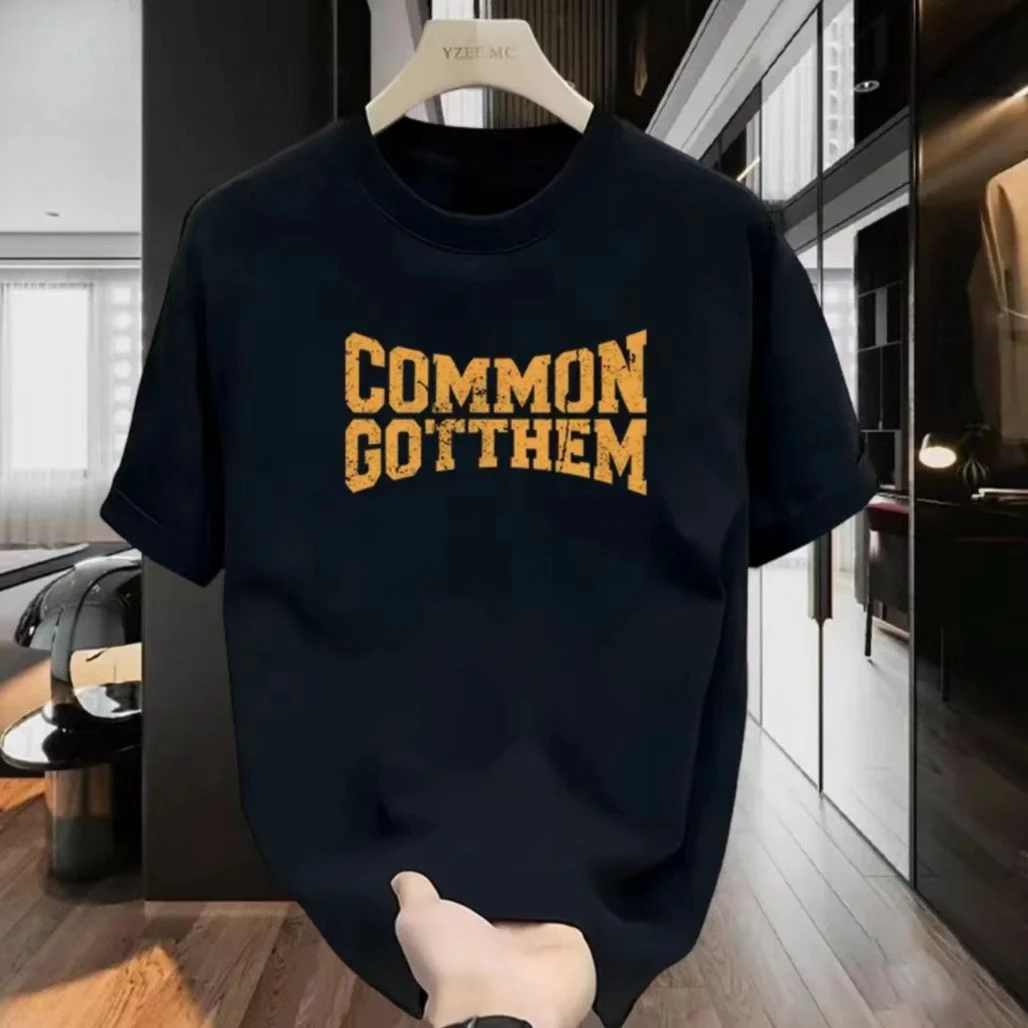 雅鹿男装夏季新款潮流气质短袖t恤男宽松休闲轻奢字母印花半袖