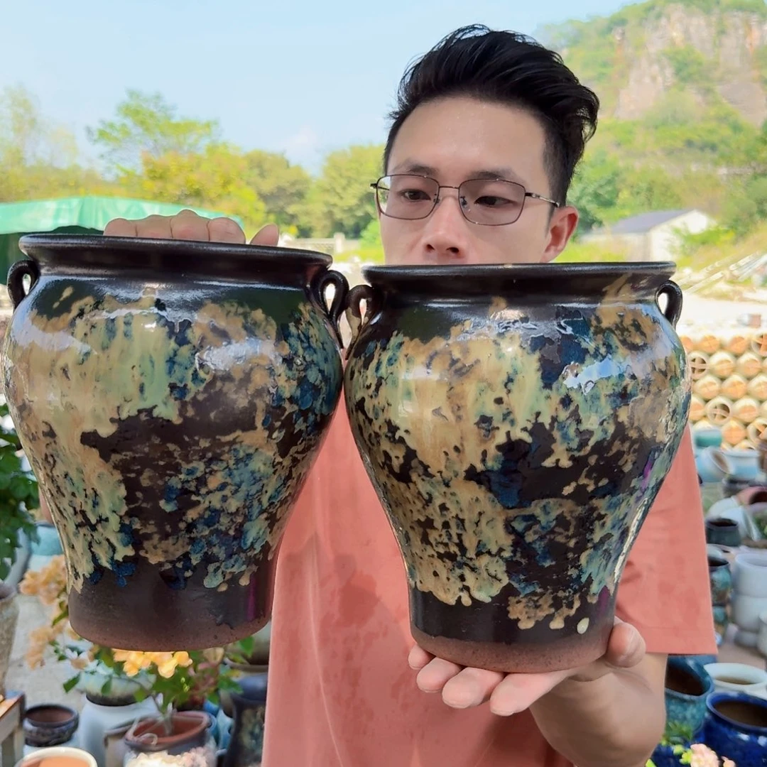 紫砂花盆口17高22（两个美人鱼姹寂老庄老胡