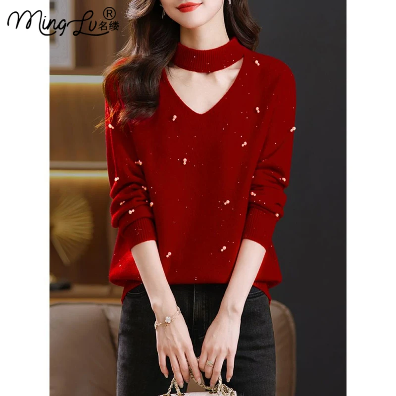 衫女装秋冬中低领打底衫2025新款高级感气质挂脖毛衣内搭上衣