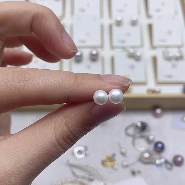 淡水珍珠耳饰银S925镶嵌琴***7