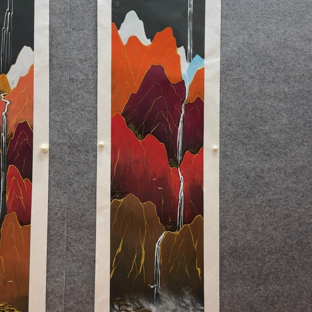 国画刘儒樵四尺对开作品