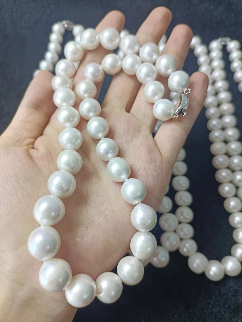 天然大颗粒淡水珍珠项链塔链微微微微瑕气质时尚百搭