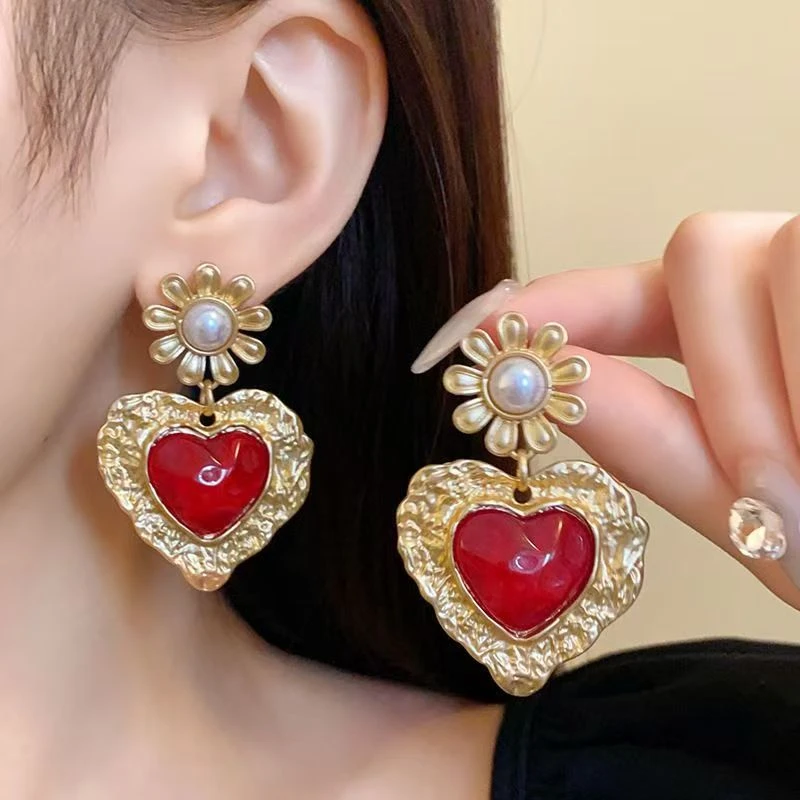 铜合金耳饰 铜合金复古法式小众法式长款ins耳环小香风