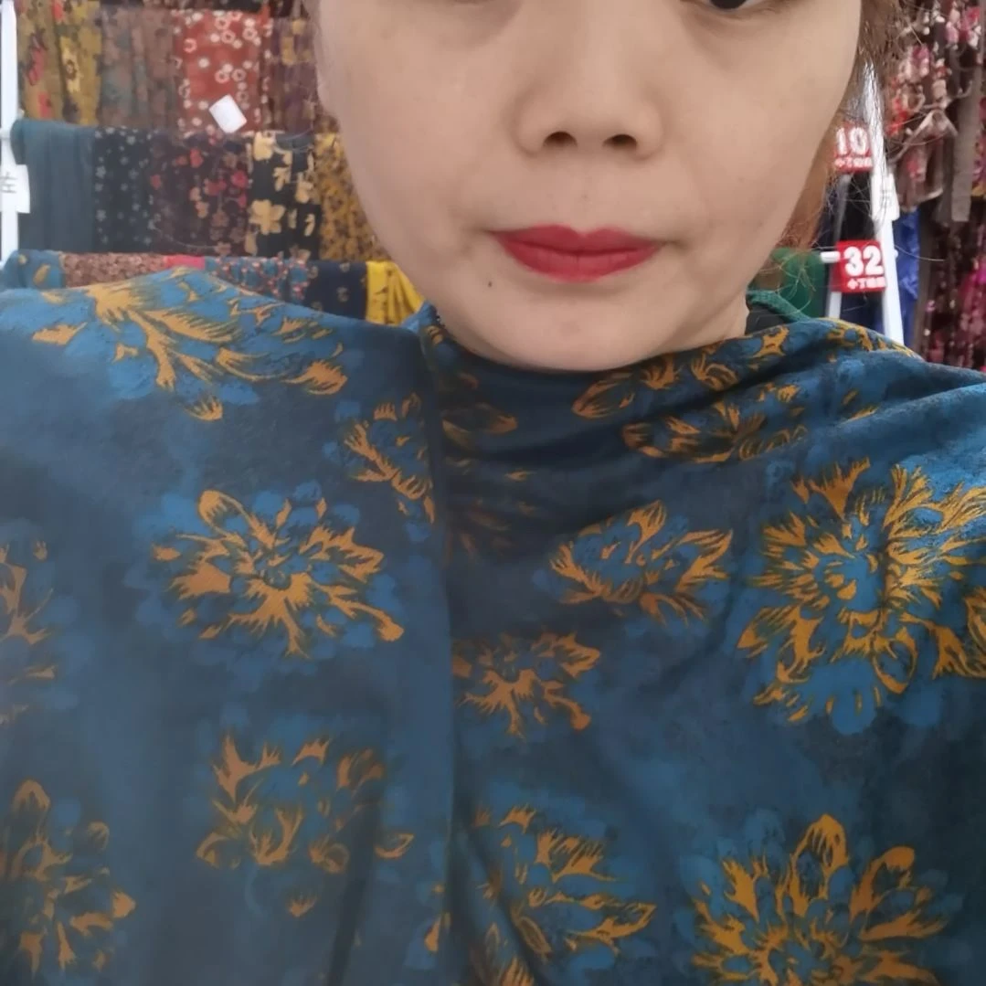 混纺两米四蓝莲花单面奥绒