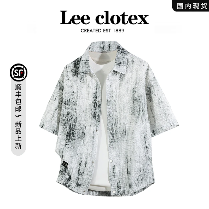 【品牌现货撤柜】LEECLOTEX夏季大码男士短袖衬衫潮流休闲衬衣外套