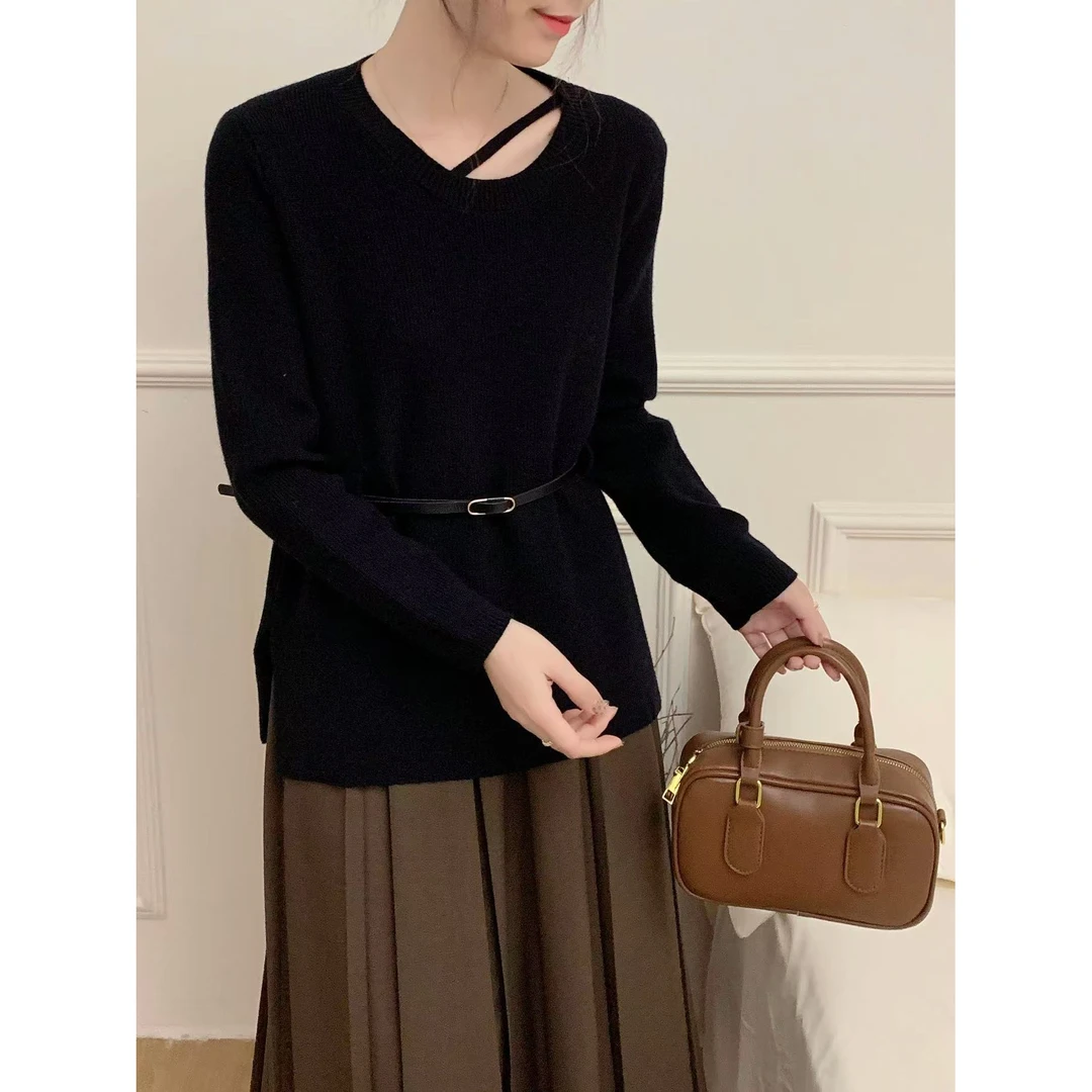 882 180长袖无腰带针织女春秋季2024新款时尚宽松百搭休闲上衣