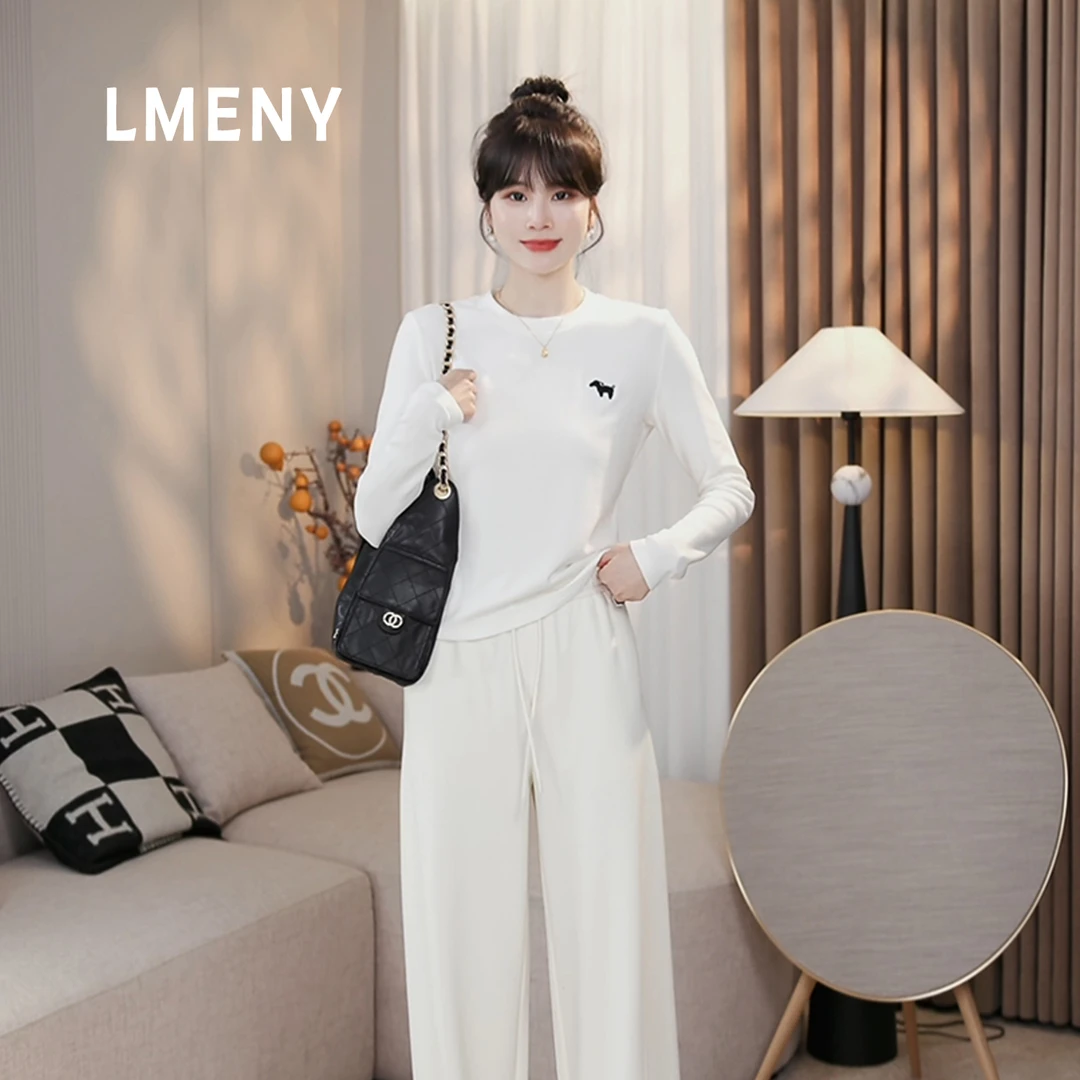 LMENY“幸运小狗T”衣橱搭子!圆领刺绣小狗百搭磨毛长袖打底25DT003