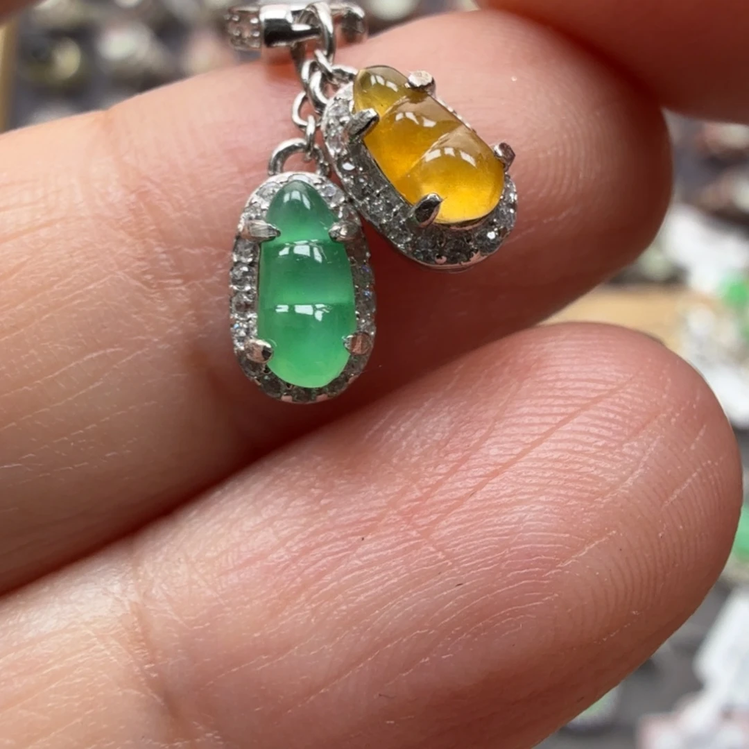 翡翠银S925镶嵌戒指8055