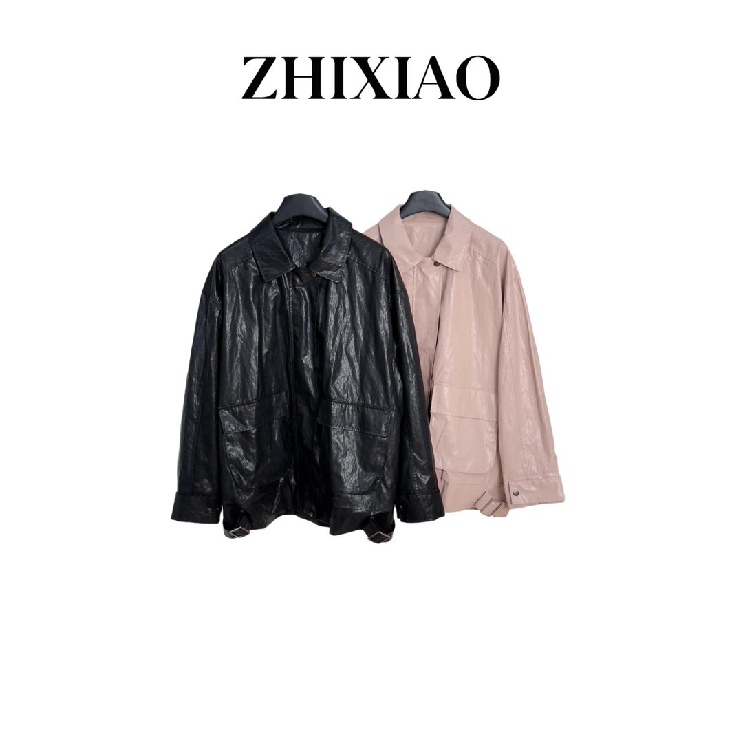 【ZHIXIAO】夏季新款：极简皮外套87691