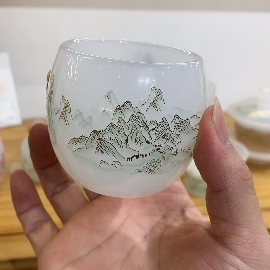 琉璃手工艺品千里江山主人杯