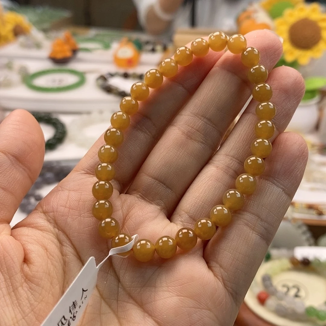 和田玉手串未镶嵌蓝**光