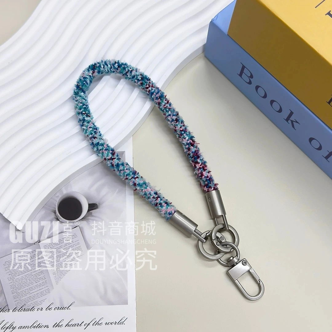 高档手机挂绳防丢女款网红创意链条超坚固金属头个性通用毛柔时尚
