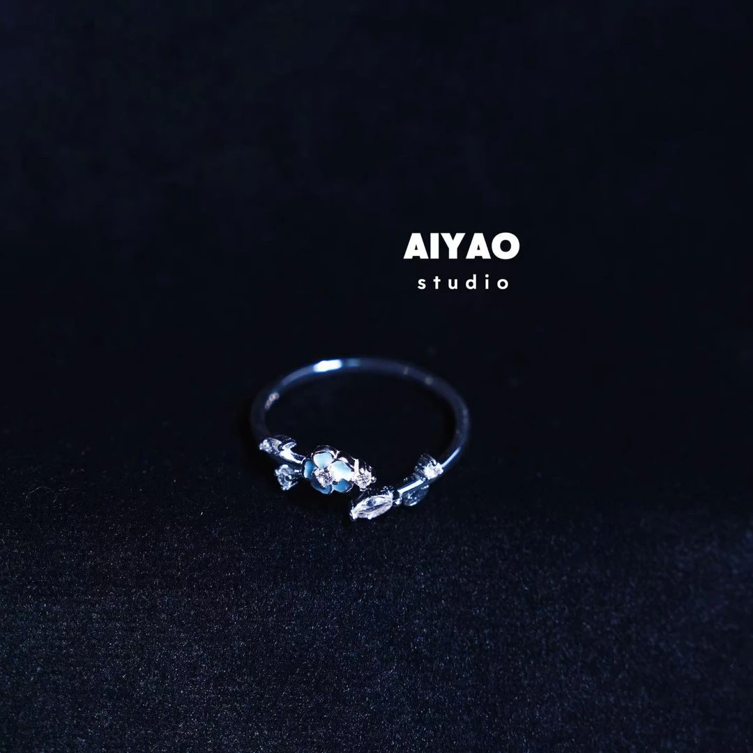 合金戒指 【艾夭饰品】蓝色花戒指312