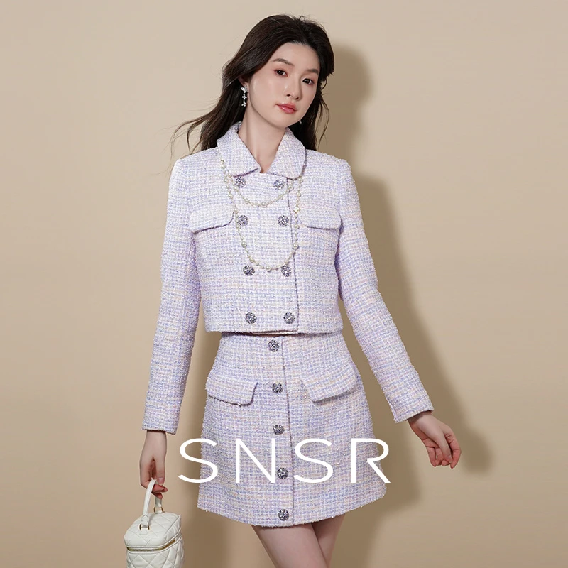 SNSR/圣妮思25秋季新款玫瑰同款丁香紫小香风外套S23C021WT228