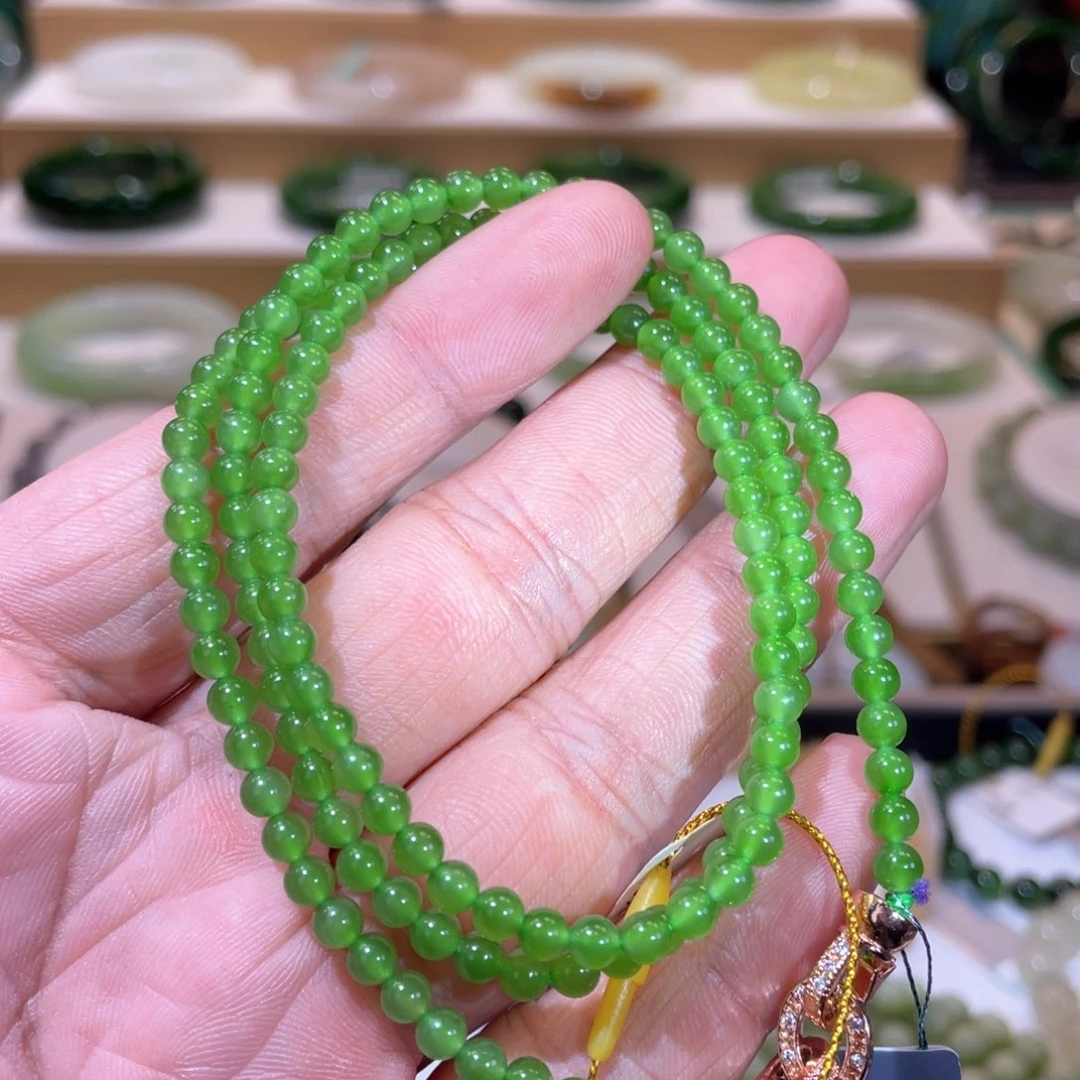 和田玉未镶嵌颈饰收藏级碧玉苹果绿百搭链卡4