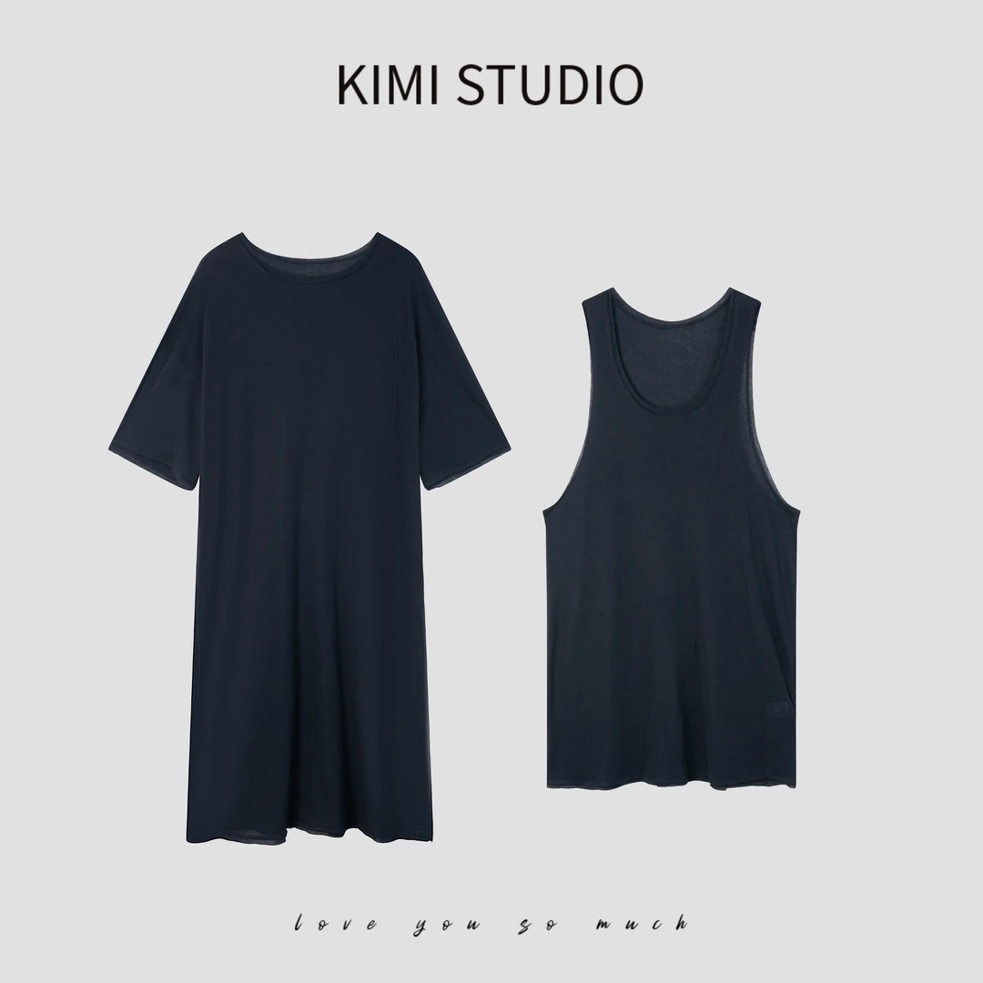 GRIDA “透心凉”松弛叠穿 背心T恤连衣裙