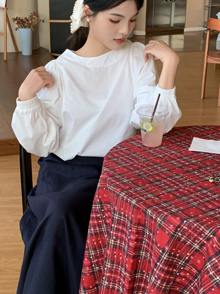 2025秋季新款泡泡袖衬衫女韩系宽松显瘦甜美减龄别致上衣洋气衣服