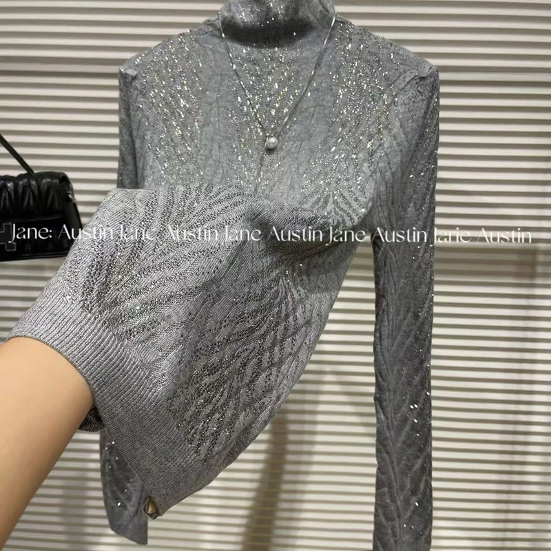 Jane Austin •（高级灰-高领）显瘦长袖针织衫毛衣女修身内搭打底