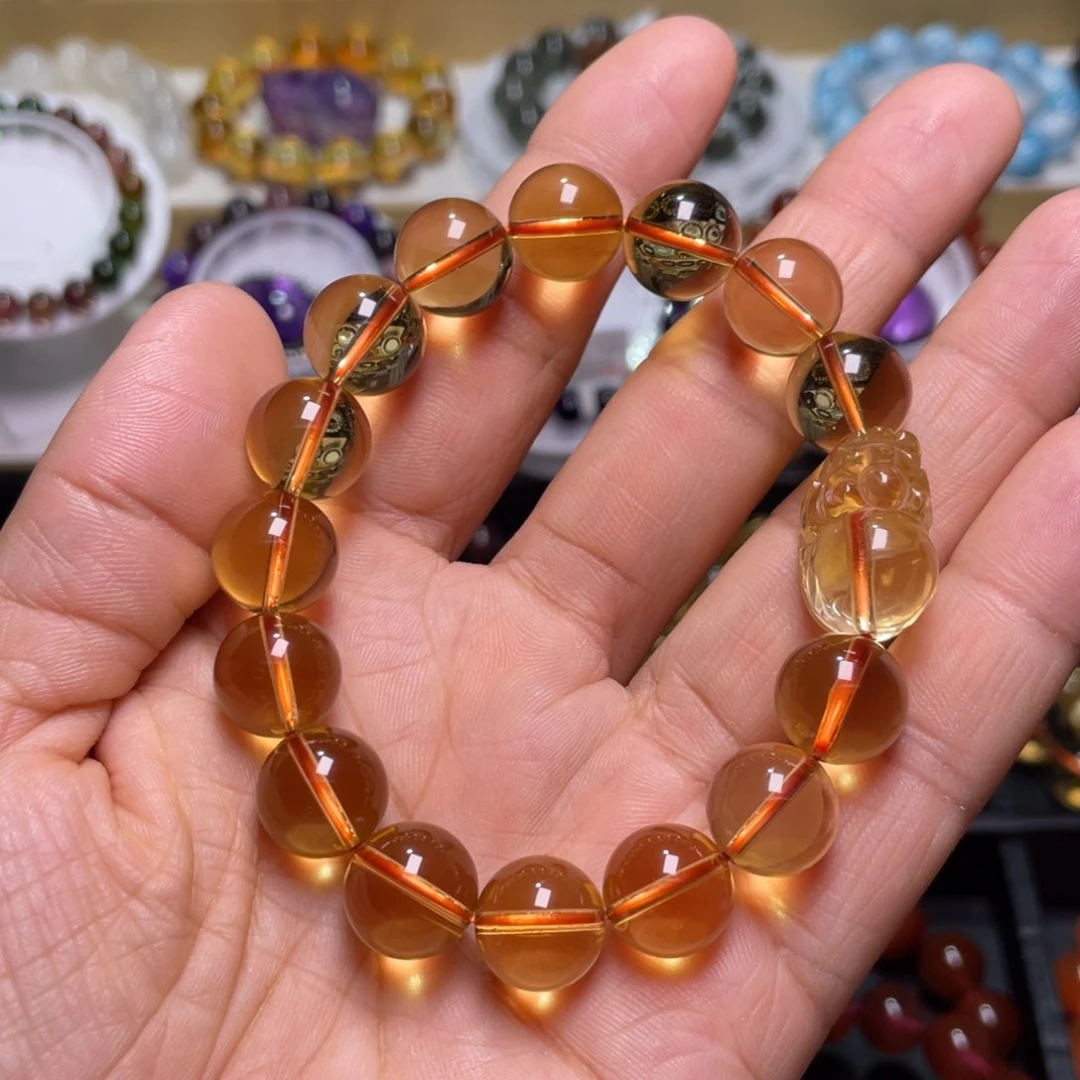 水晶手链未镶嵌巴西暴力黄貔貅手链