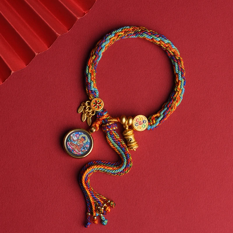 【生肖守护】布艺无镶嵌手工编制五彩绳民族风手链藏式唐卡佩戴