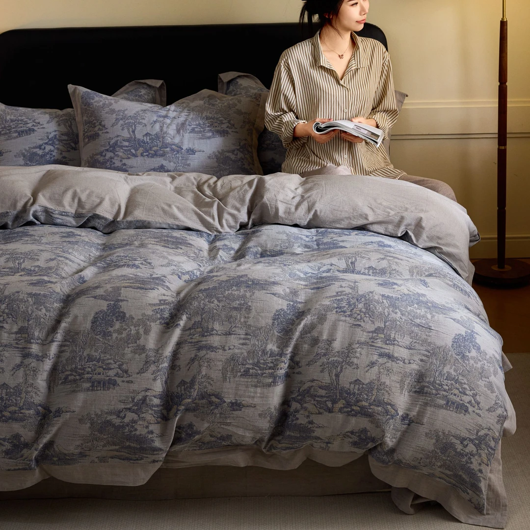 FOURSIX【海岛棉系列-锦绣山河】海岛棉高奢法式家居床上四件套