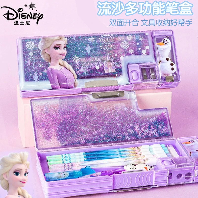 文具盒冰雪奇缘公主流沙女孩小学生多功能笔袋双层幼儿园铅笔盒