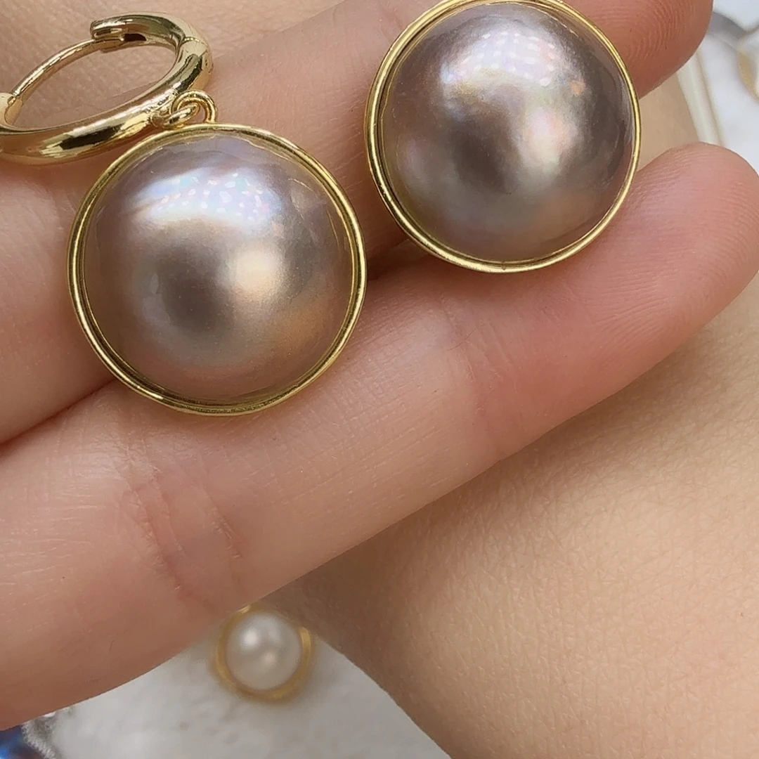 拼合珍珠（马贝珠）耳饰未镶嵌